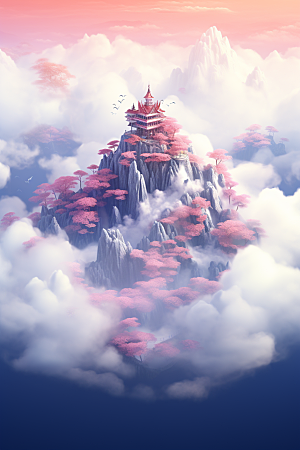 海岛夏天大海插画