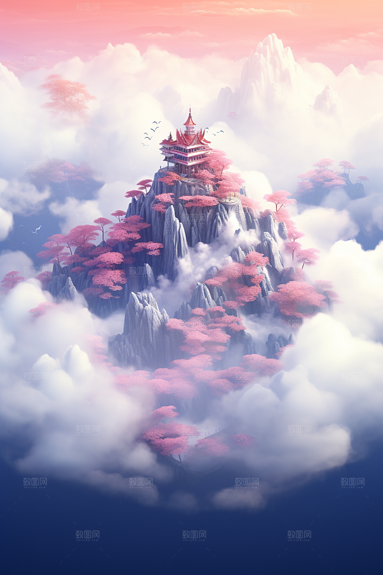 海岛夏天大海插画