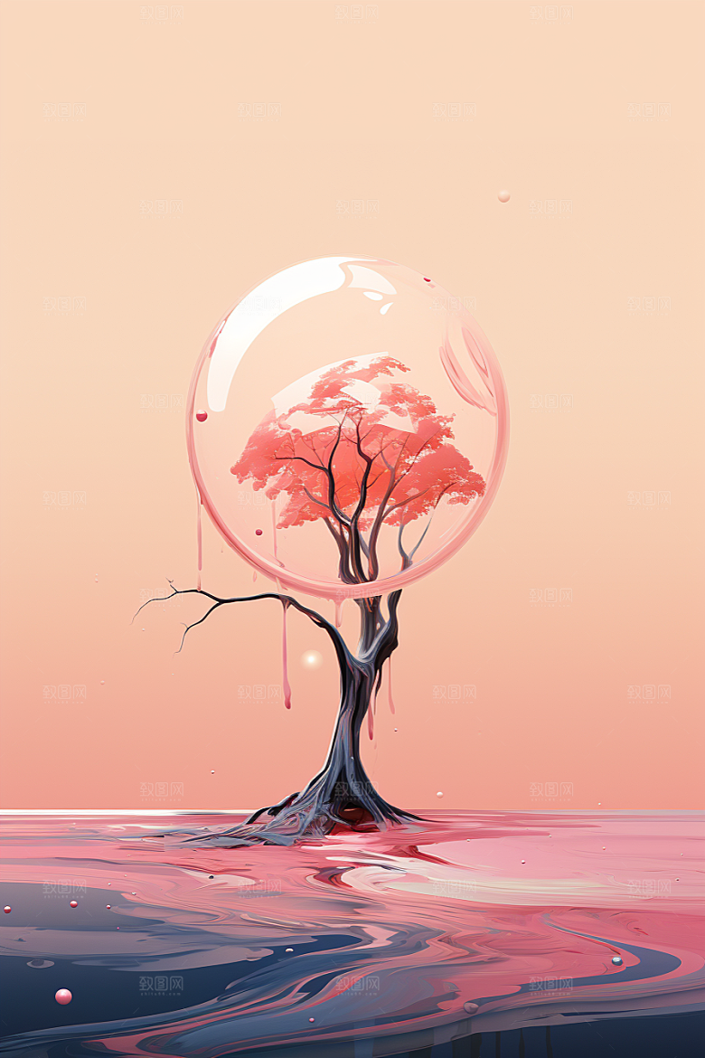 海岛清新梦幻插画