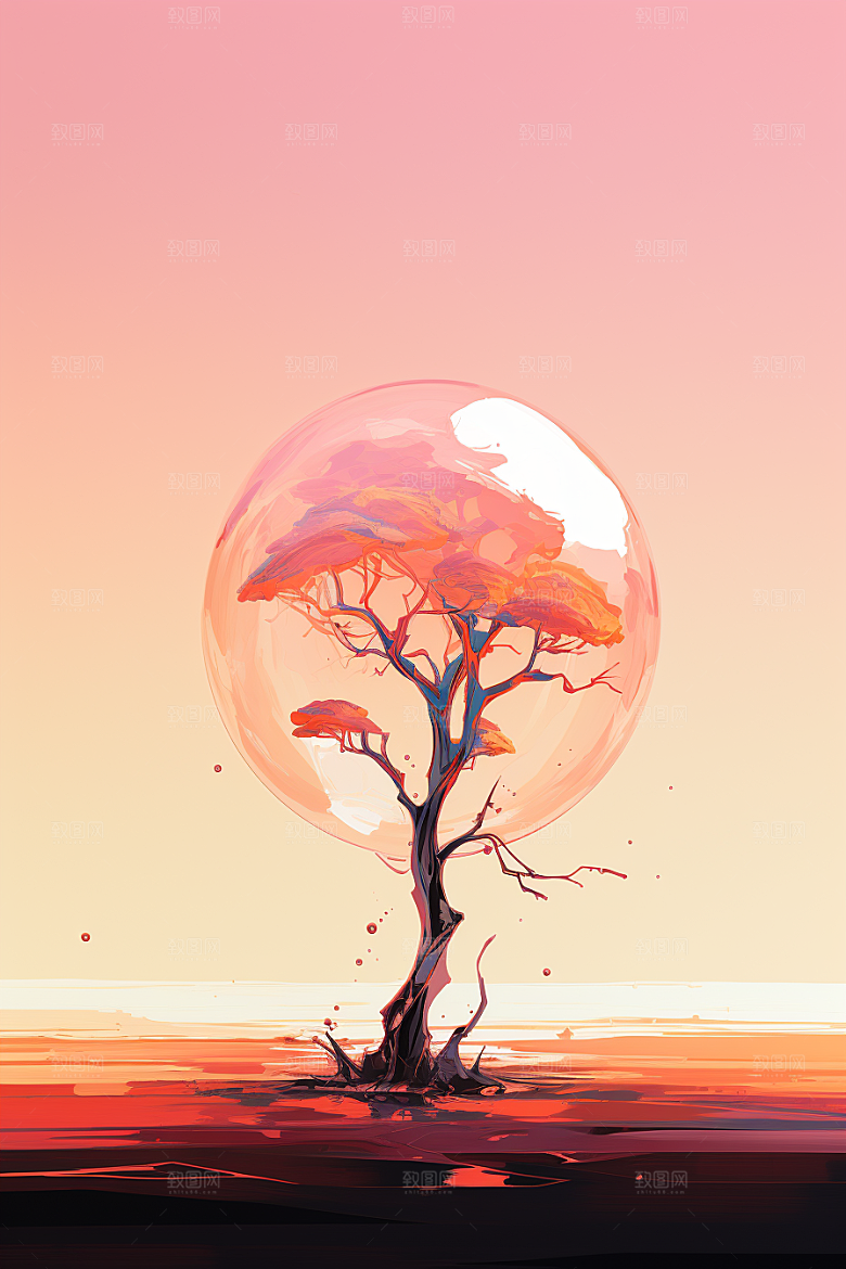 海岛小岛孤岛插画