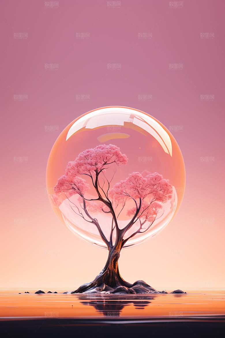 海岛梦幻艺术插画