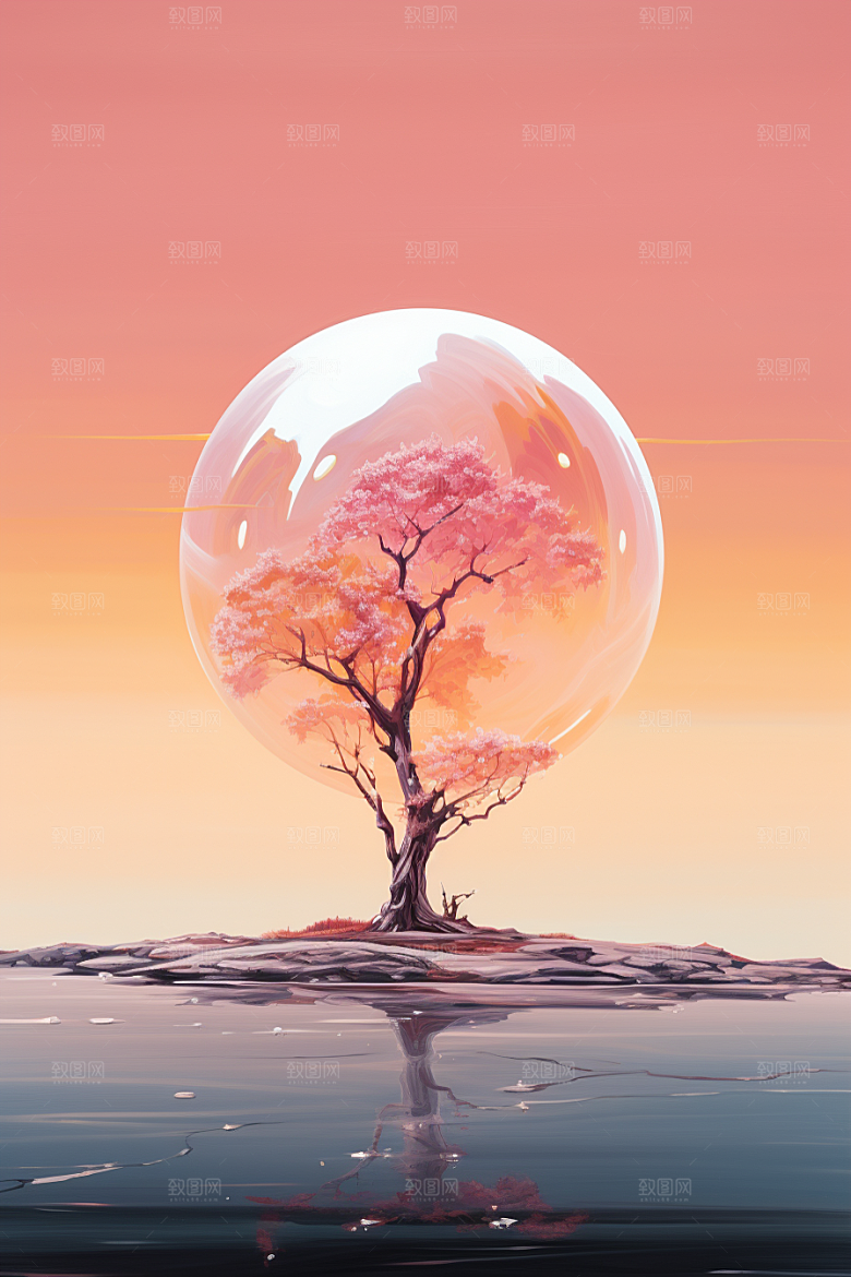 海岛夏天清新插画