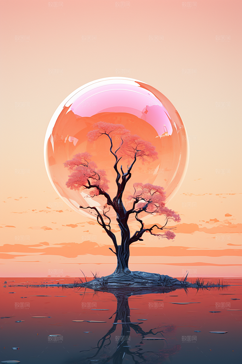 海岛梦幻大海插画