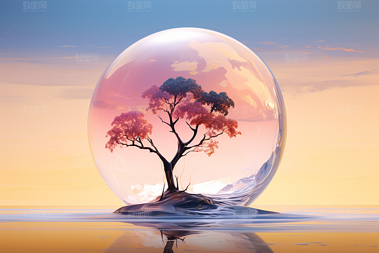 海岛梦幻夏天插画