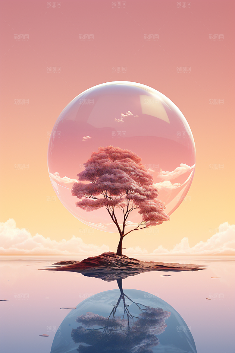 海岛孤岛夏天插画