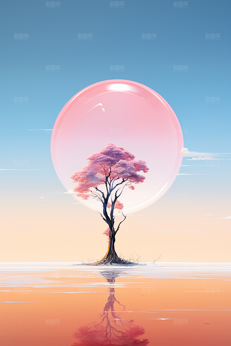 海岛孤岛清新插画