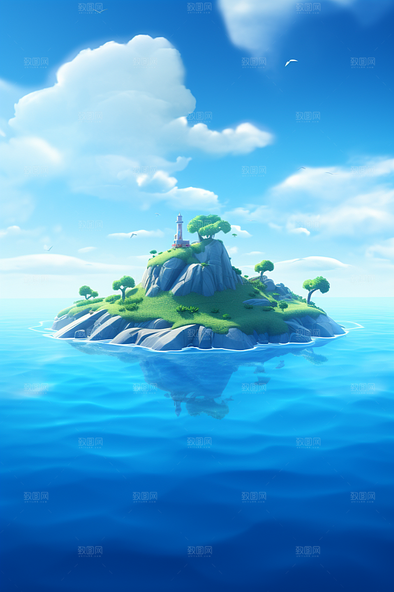 海岛艺术大海插画