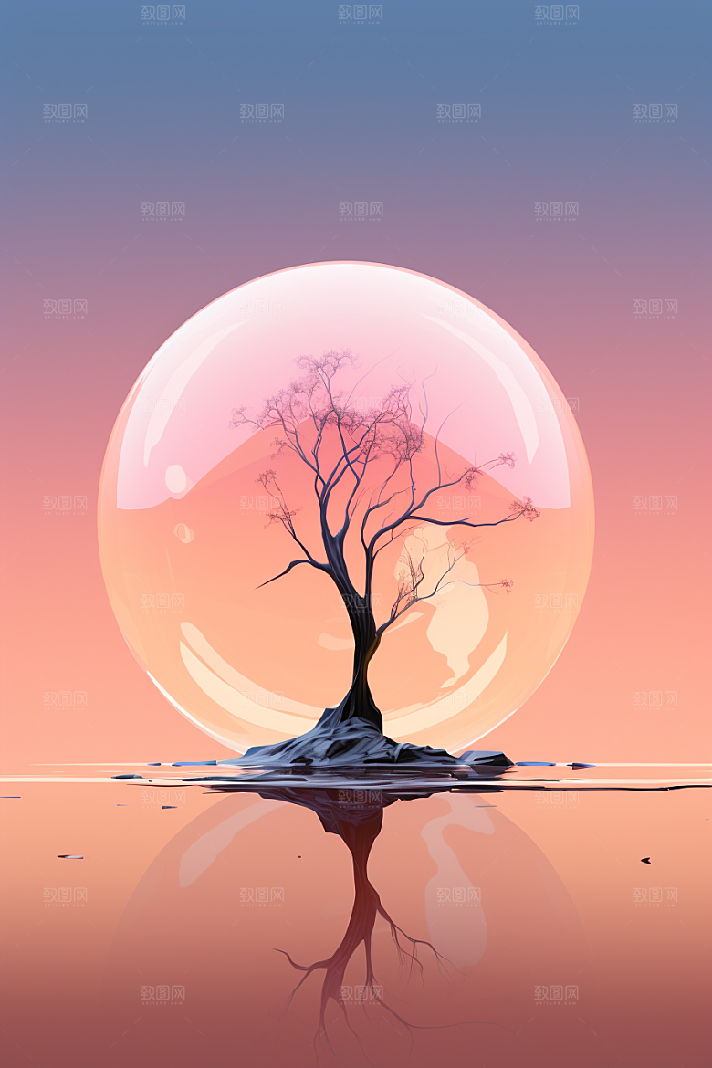 海岛夏天大海插画