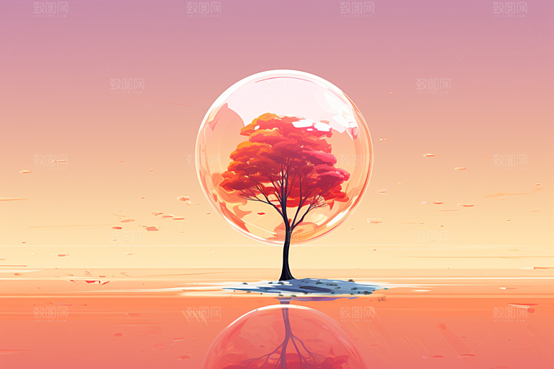 海岛艺术小岛插画