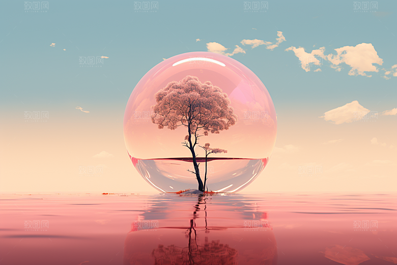 海岛孤岛艺术插画