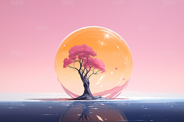 海岛夏天小岛插画