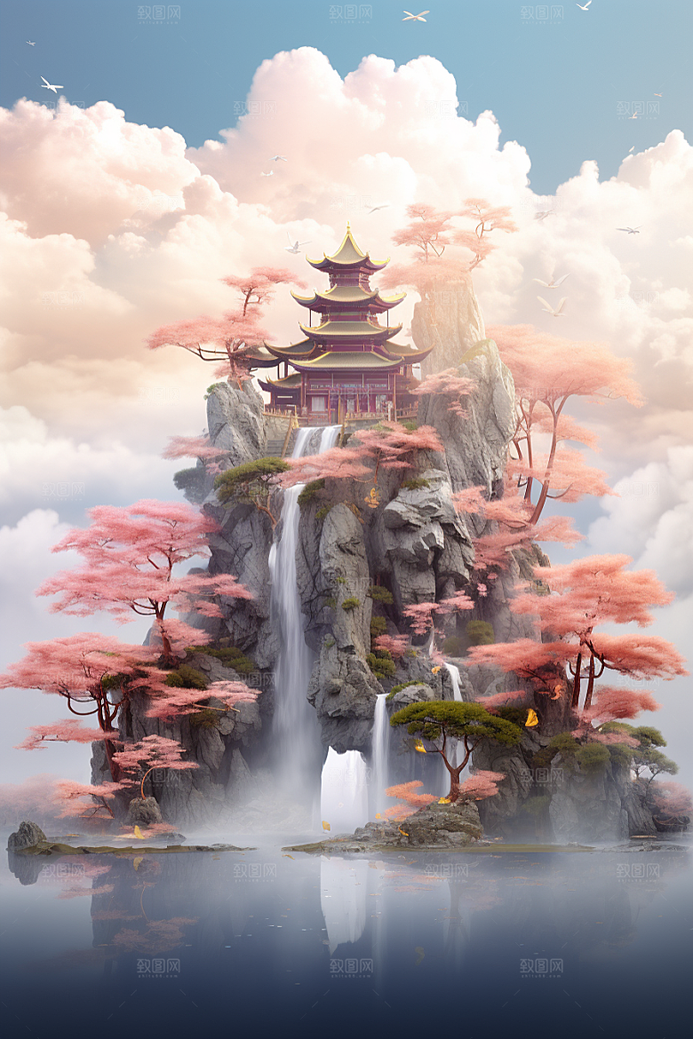 海岛大海孤岛插画