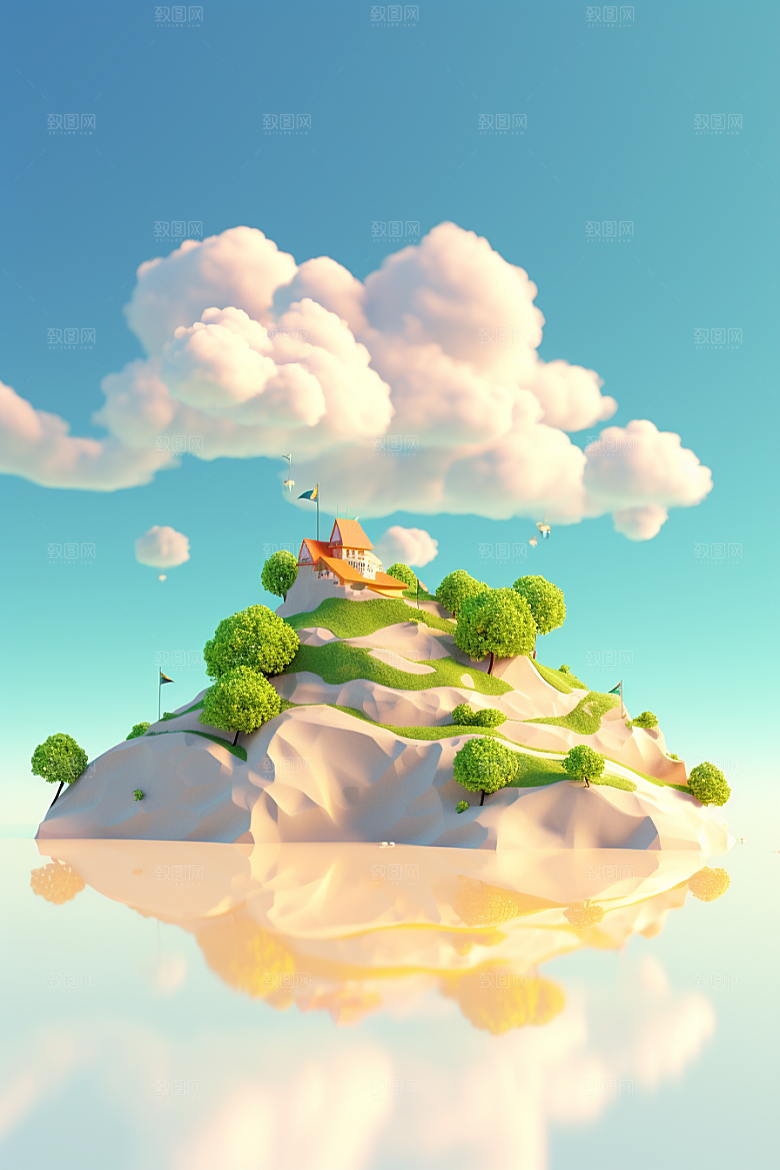 海岛小岛高清插画
