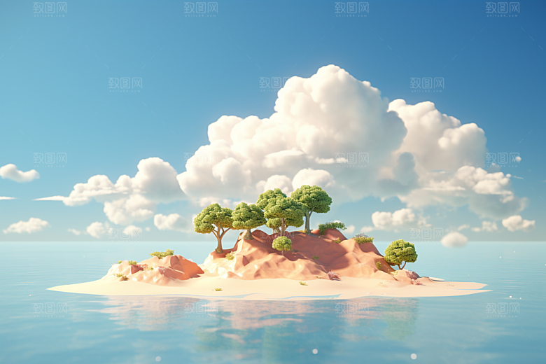 海岛大海夏天插画