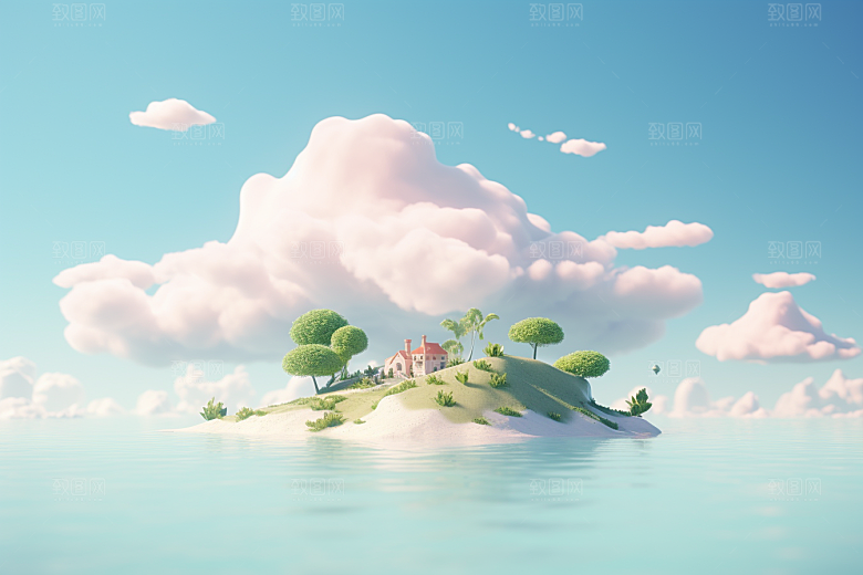 海岛清新艺术插画