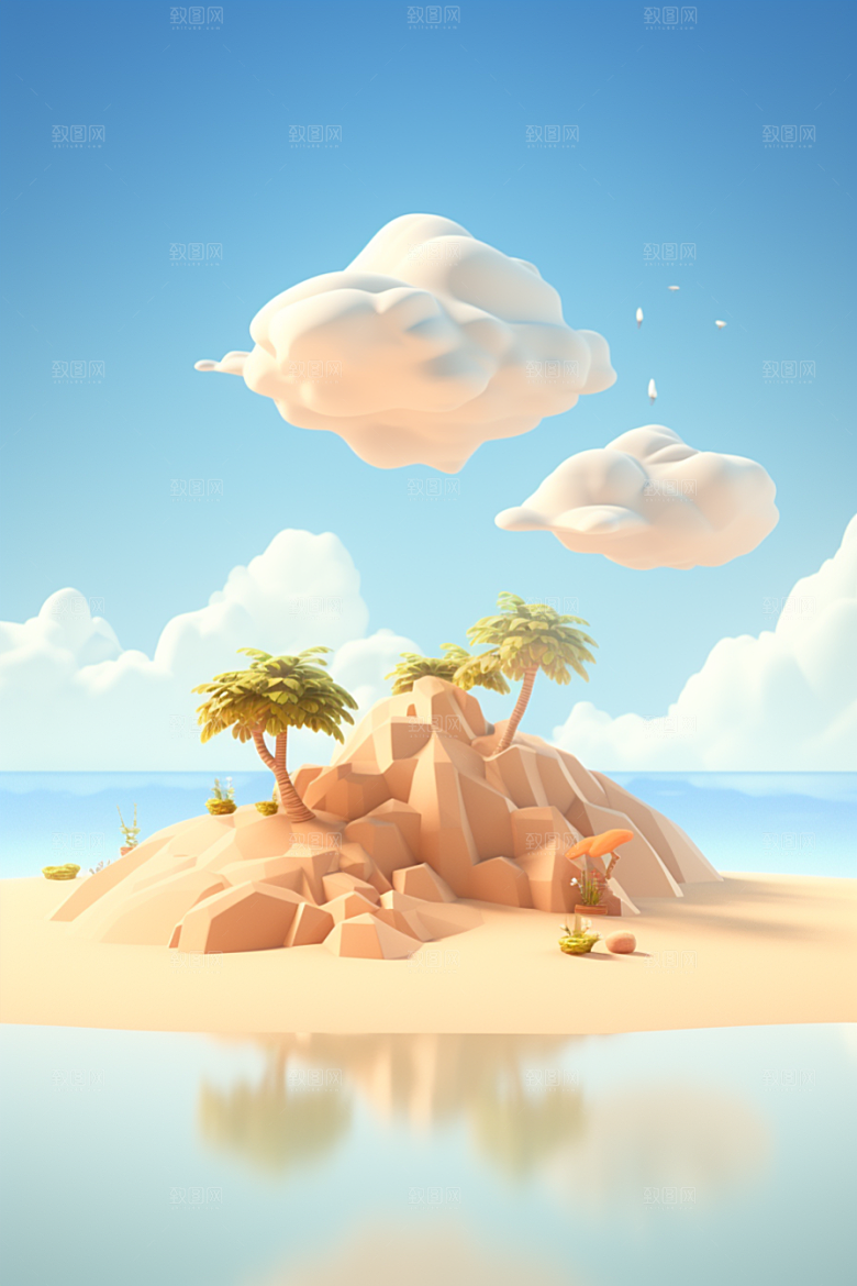 海岛大海高清插画