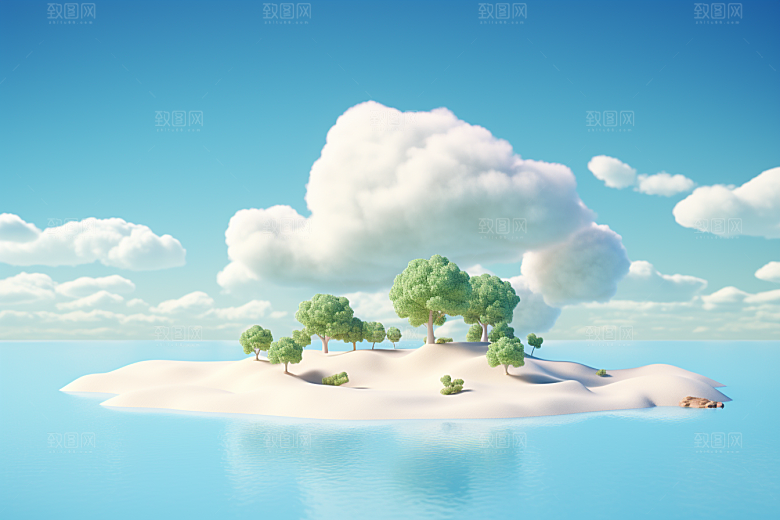 海岛清新艺术插画