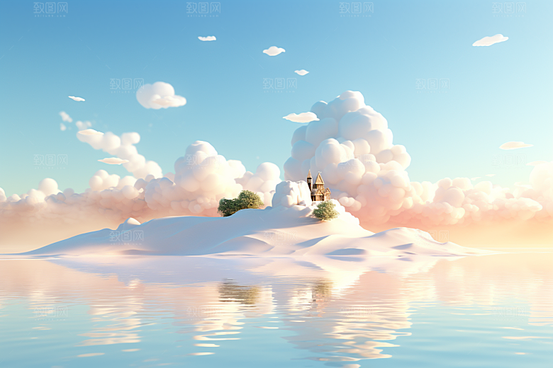 海岛大海夏天插画