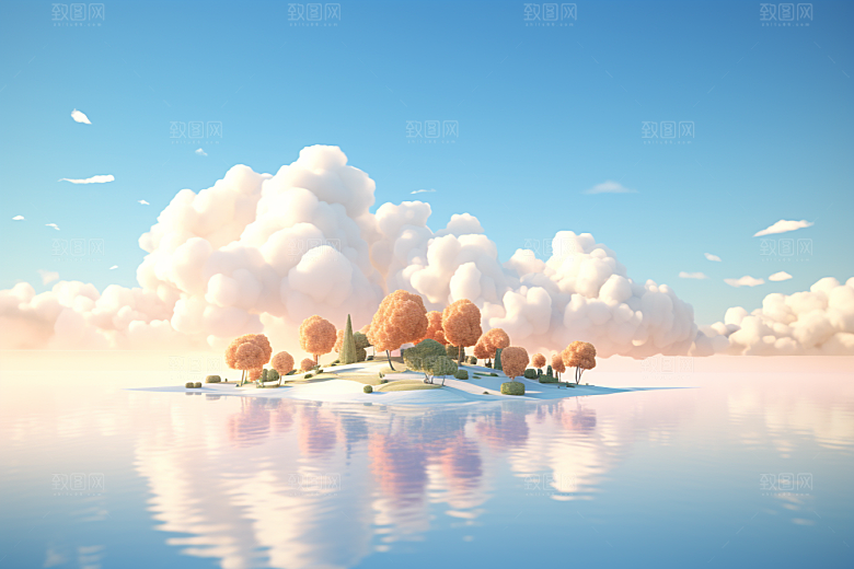 海岛梦幻大海插画
