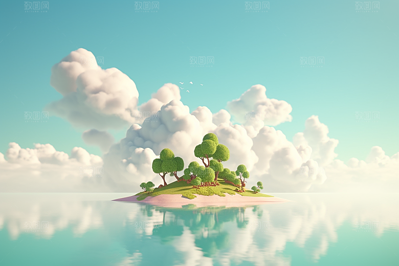 海岛小岛高清插画