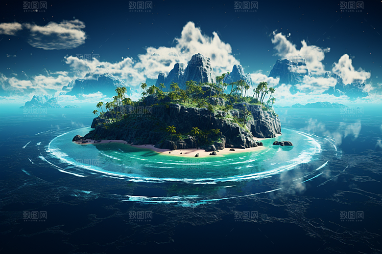 海岛梦幻高清插画