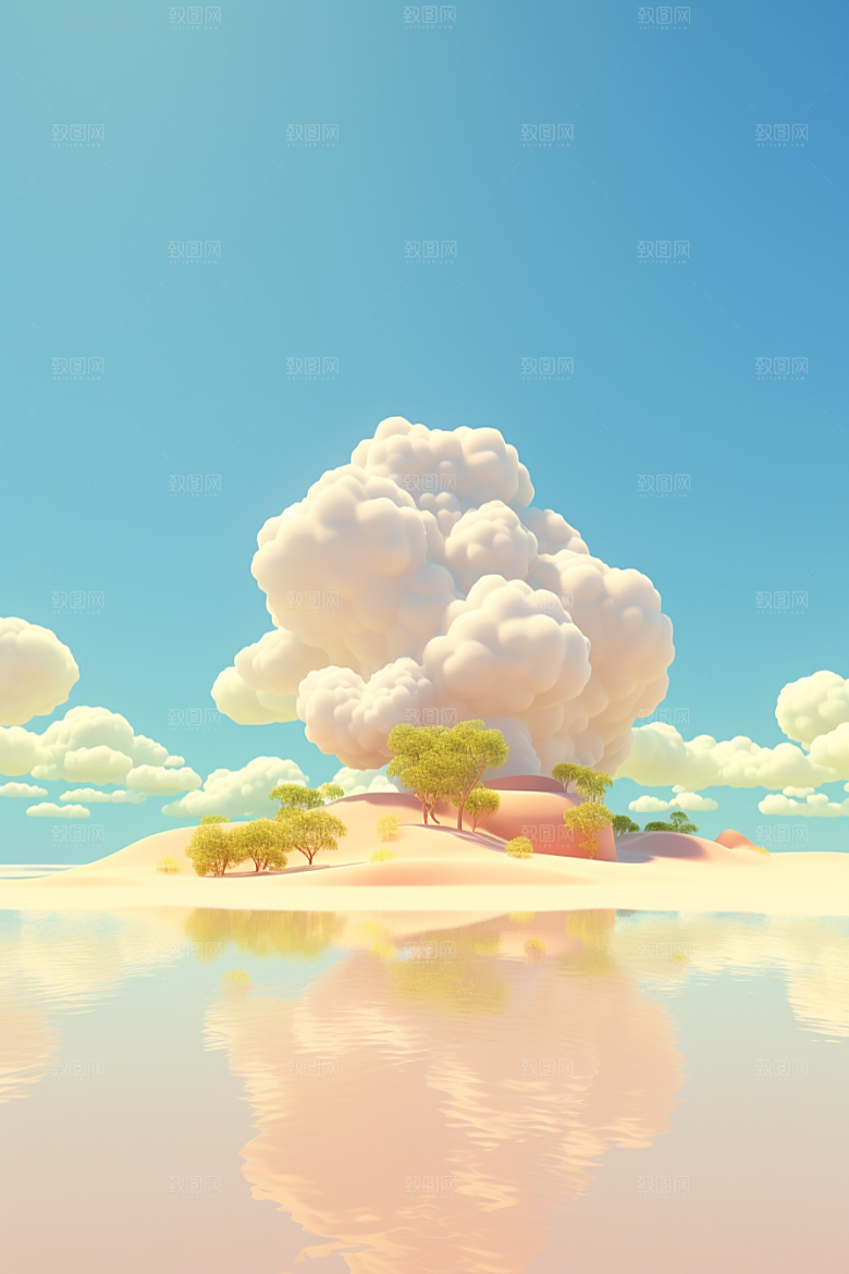 海岛大海孤岛插画