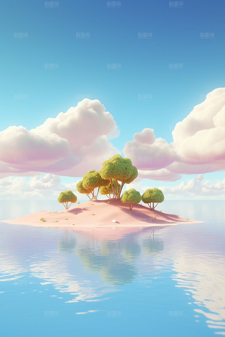 海岛夏天高清插画