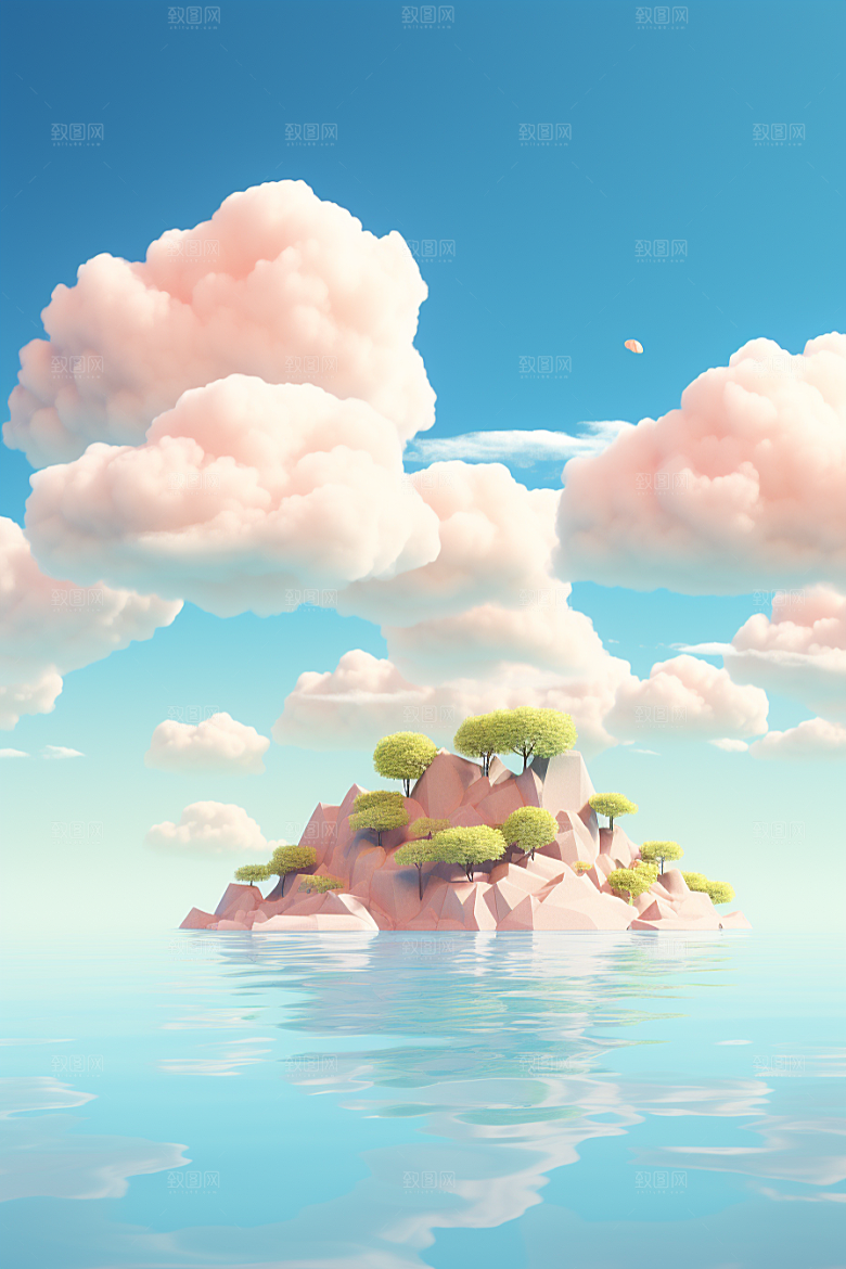 海岛大海夏天插画