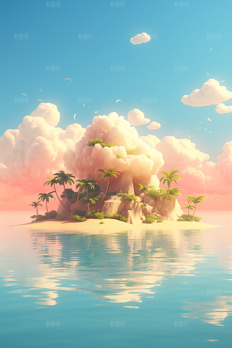 海岛梦幻高清插画