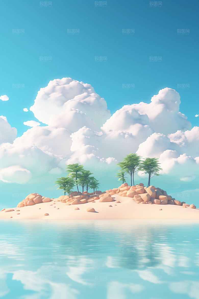海岛梦幻高清插画