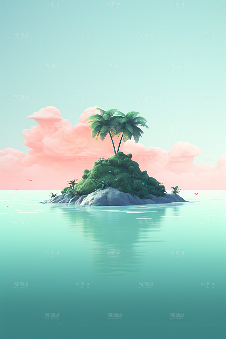 海岛大海高清插画