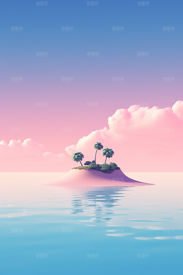 海岛艺术大海插画