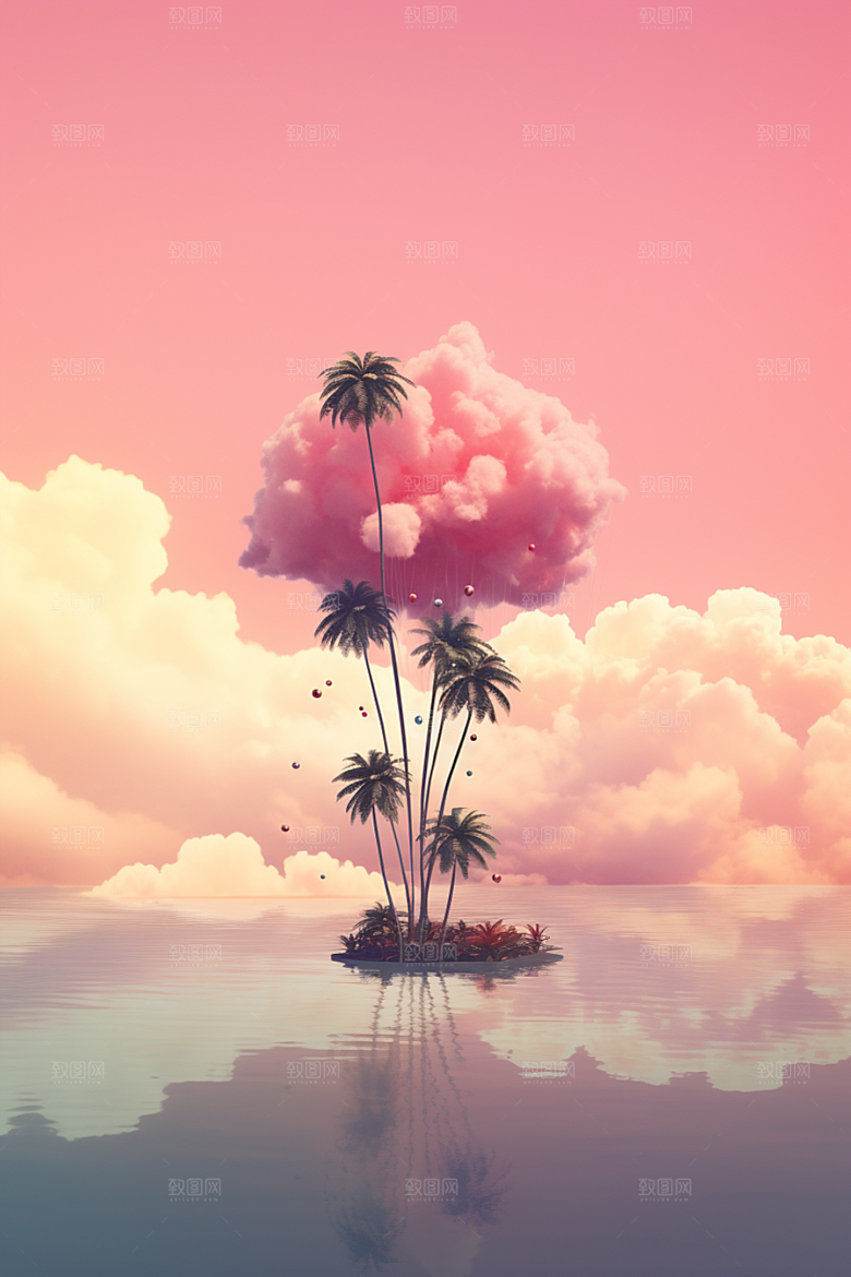 海岛梦幻小岛插画