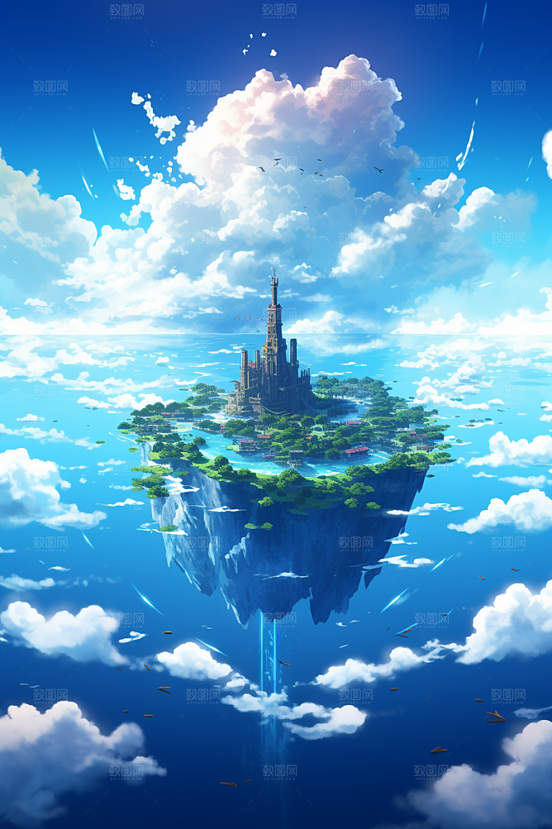 海岛夏天大海插画