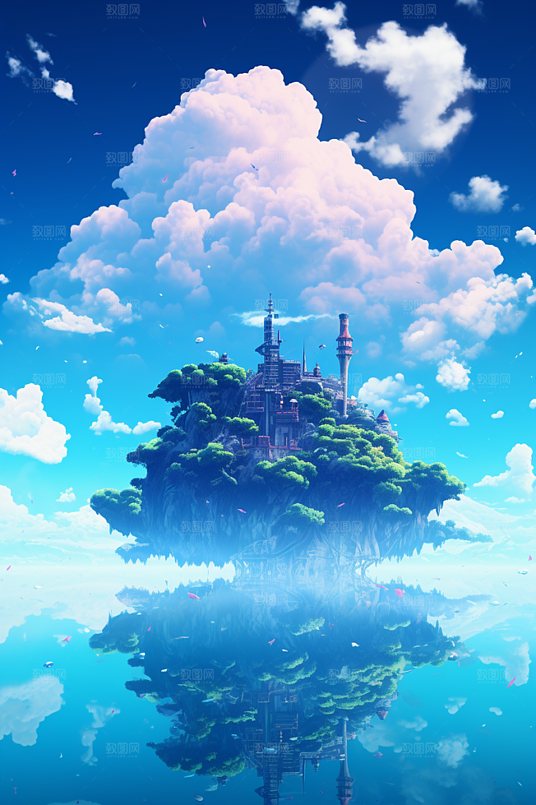 海岛夏天清新插画