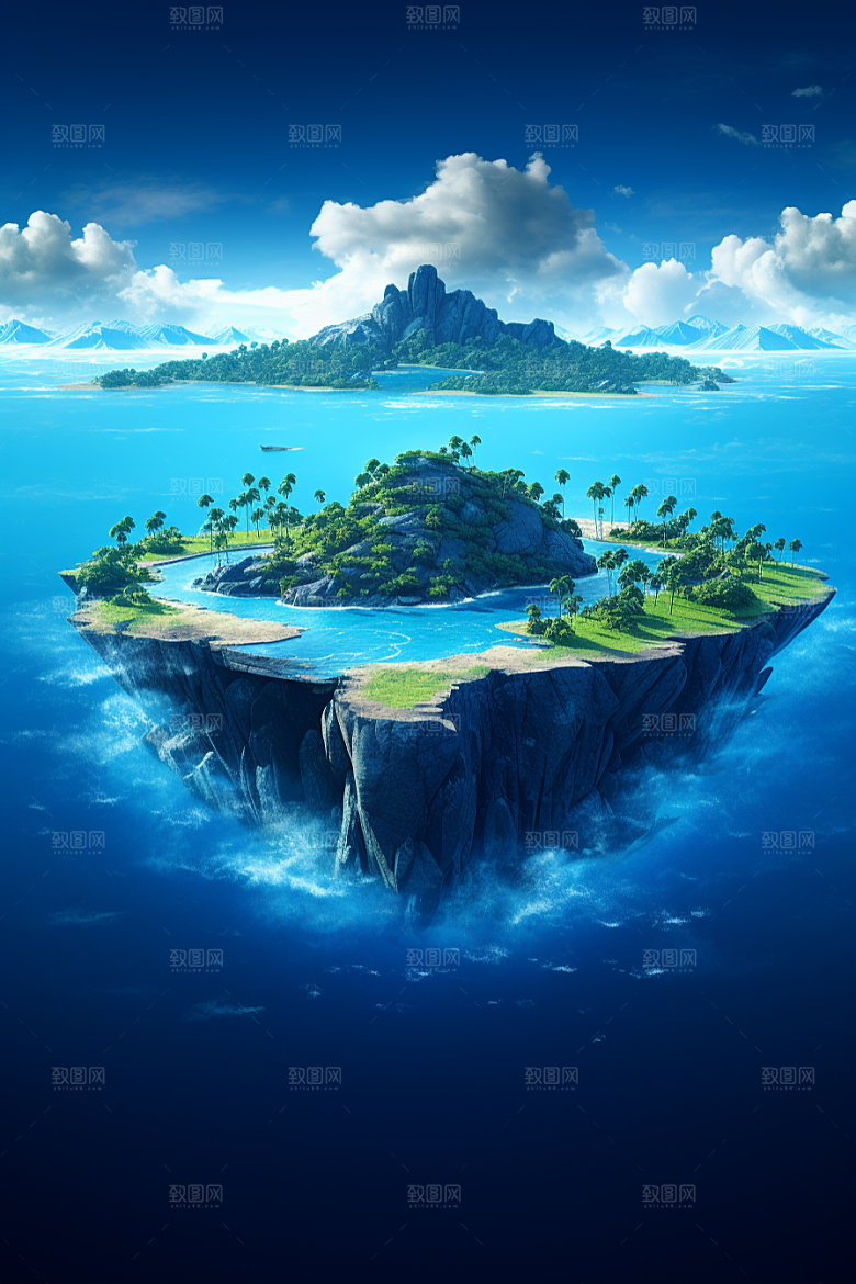 海岛梦幻大海插画