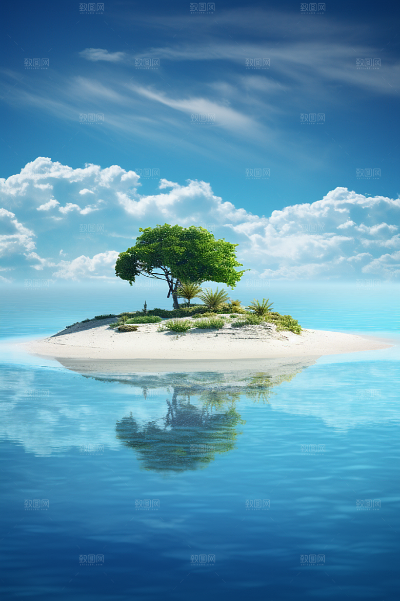 海岛夏天大海插画