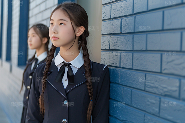 校服人物学校靓丽摄影图
