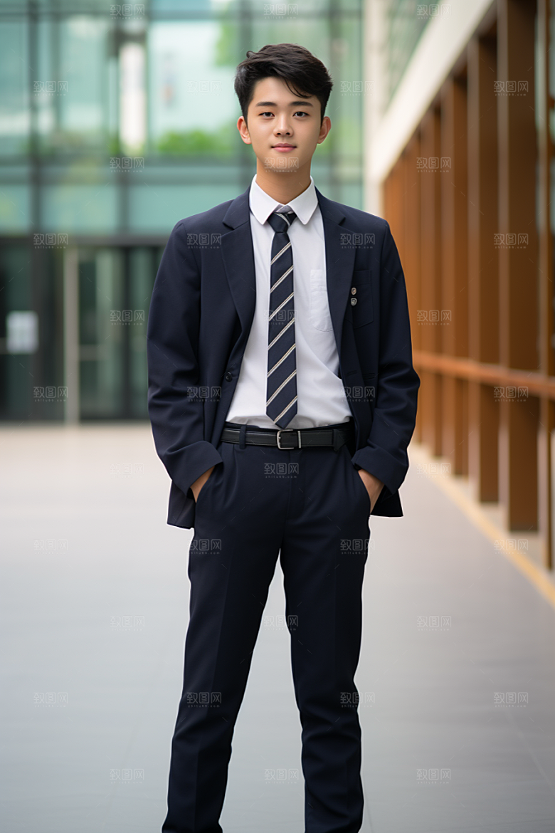 校服人物制服靓丽摄影图