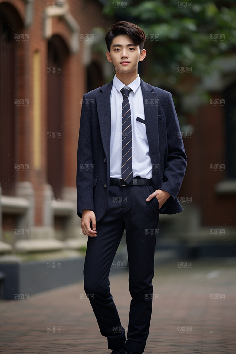 校服人物清新学校摄影图