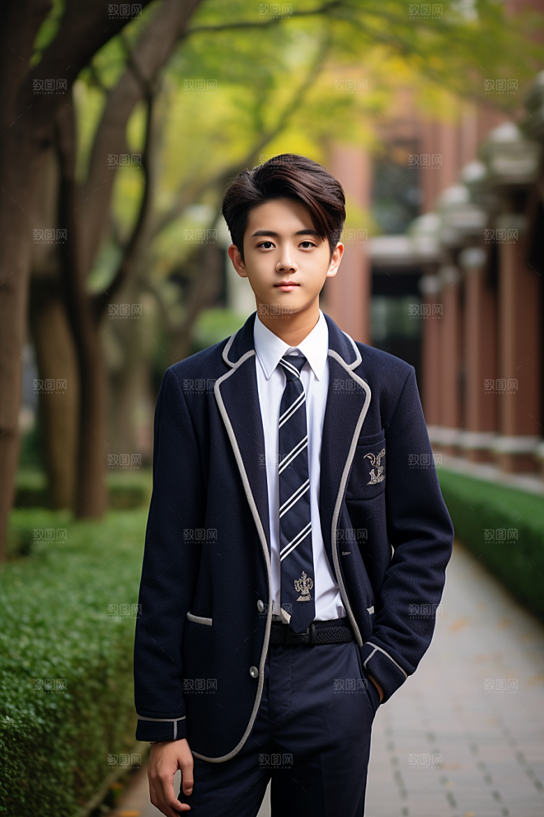 校服人物学校高中摄影图