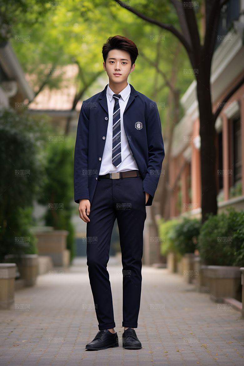校服人物清新学生摄影图