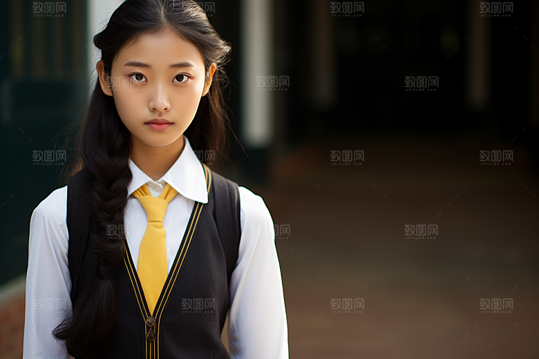 校服人物制服靓丽摄影图