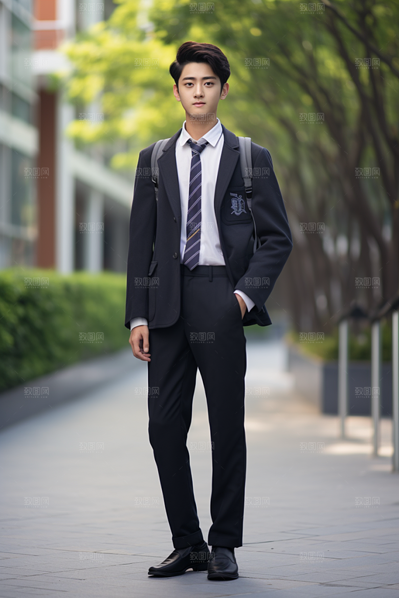 校服人物肖像学校摄影图