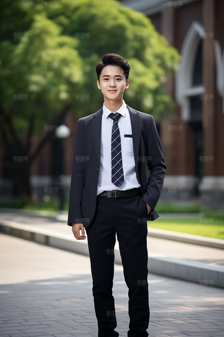 校服人物制服学校摄影图