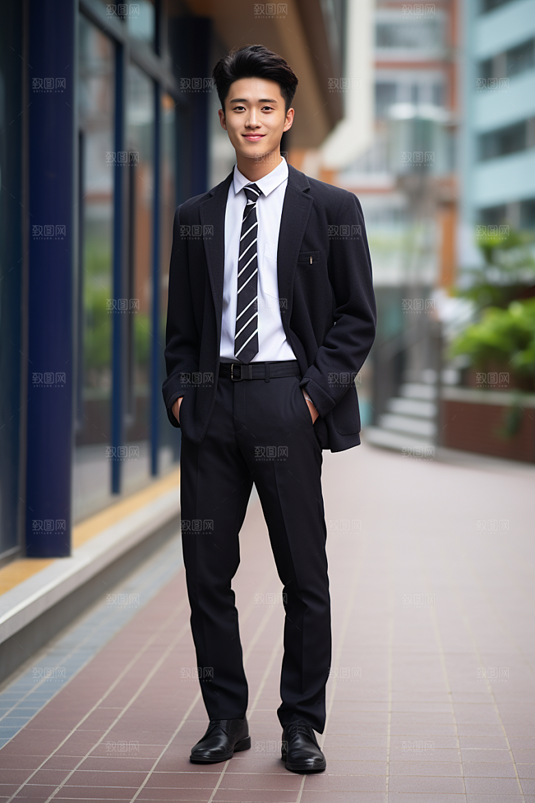 校服人物学生校园摄影图