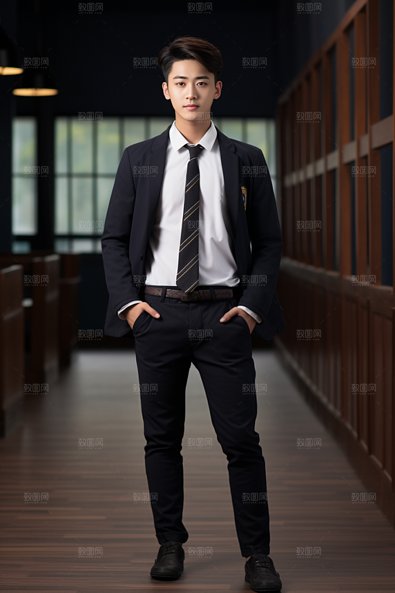 校服人物高中清新摄影图