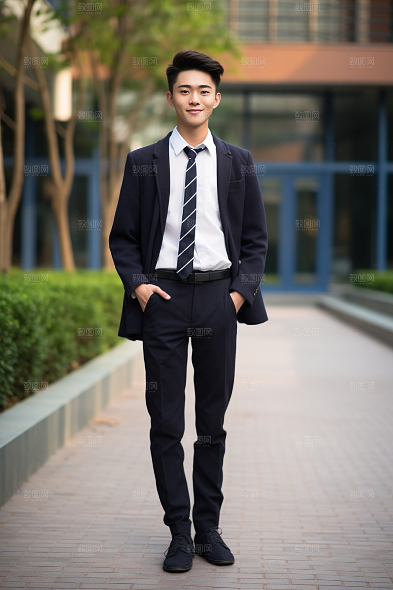 校服人物制服清新摄影图