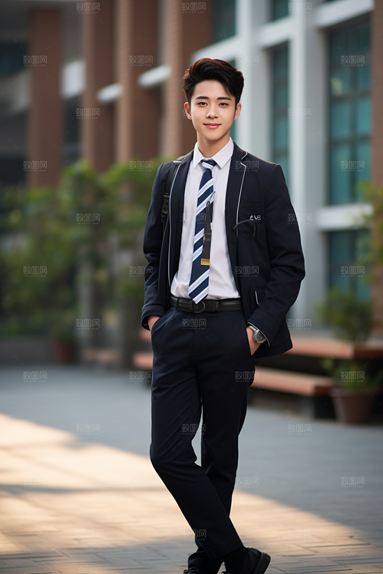校服人物高中青少年摄影图