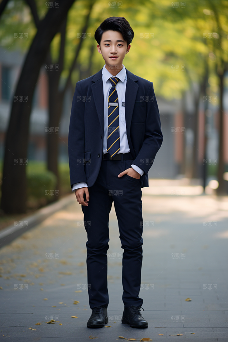校服人物人像学校摄影图